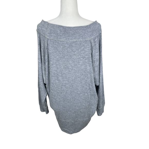 Free People Thermal Off Shoulder Henley Tunic Top Gray Women's Size Medium - Picture 7 of 12